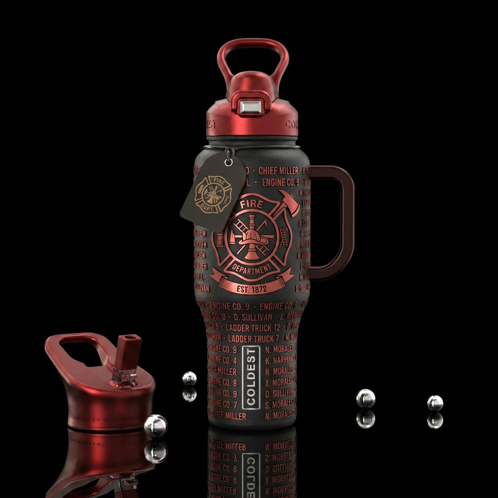 Fire Department bottle with symbol & names water bottle design