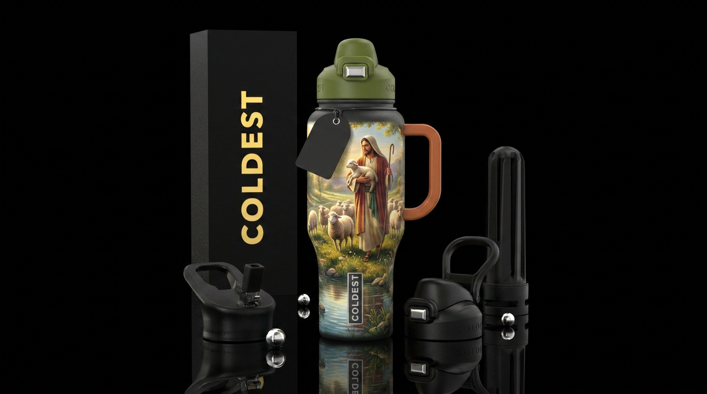 The Lords Shepard water bottle design