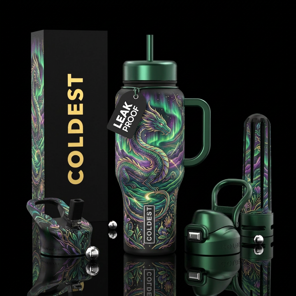 dragon, magical, aurora, midsummer water bottle design