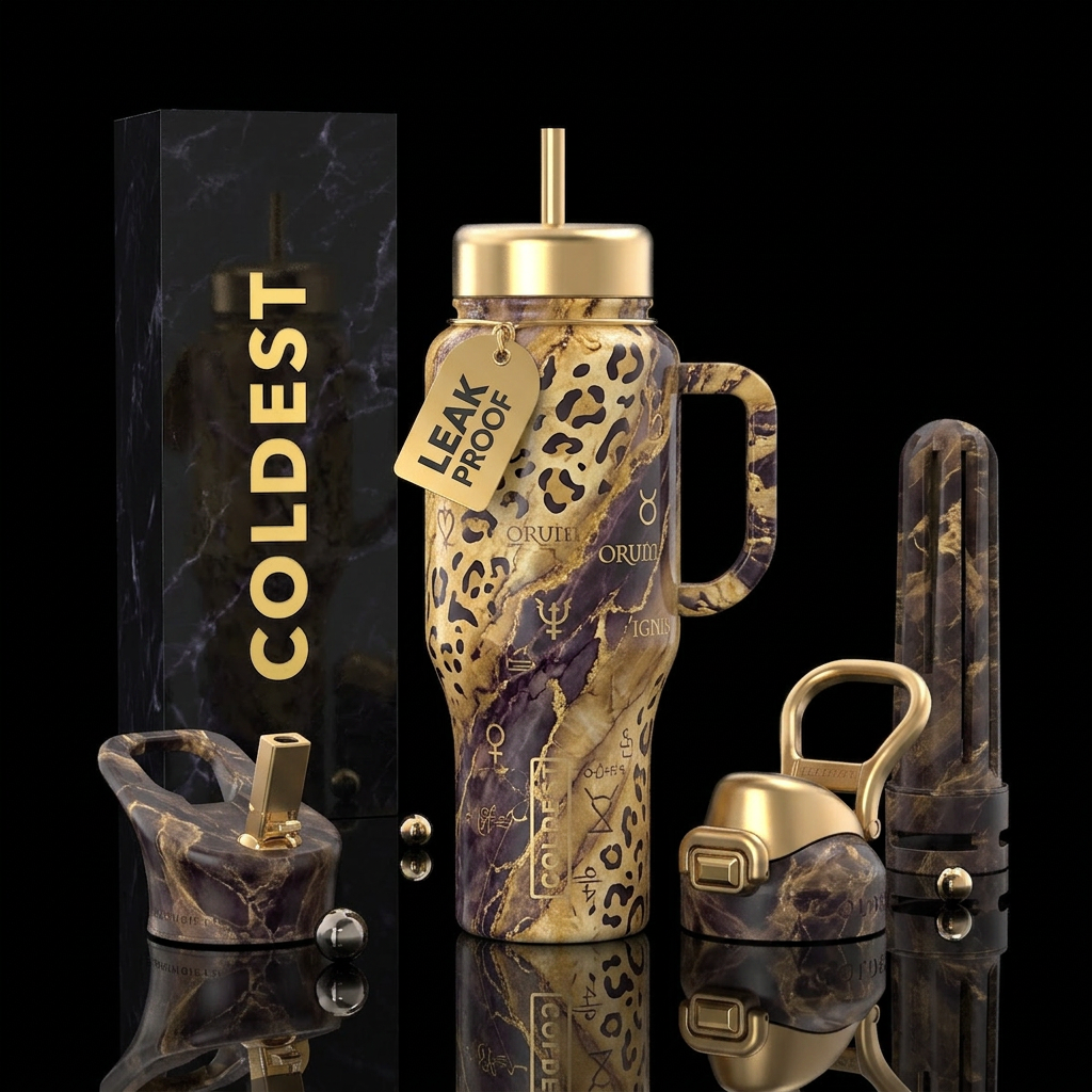 alchemy, cheetah, captivating, humble, marble water bottle design