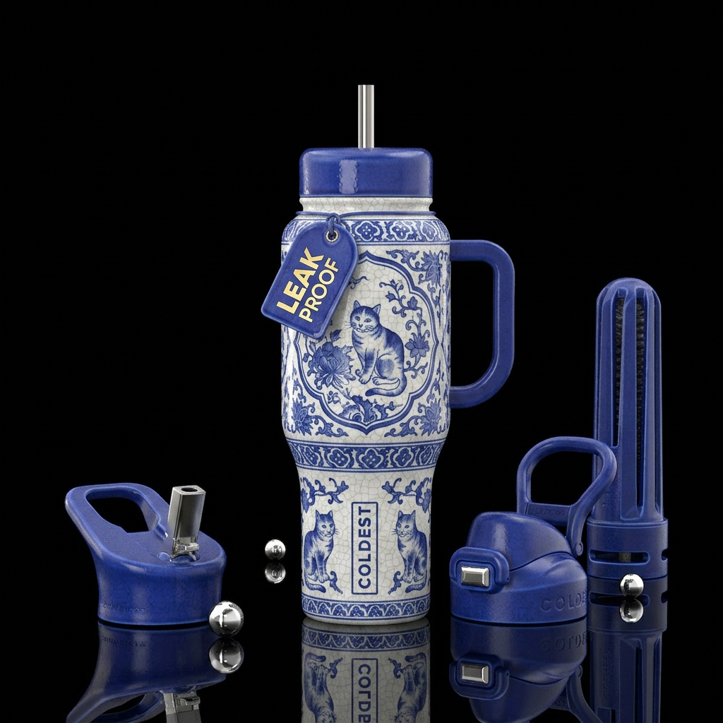 Old China ware w/ cats water bottle design