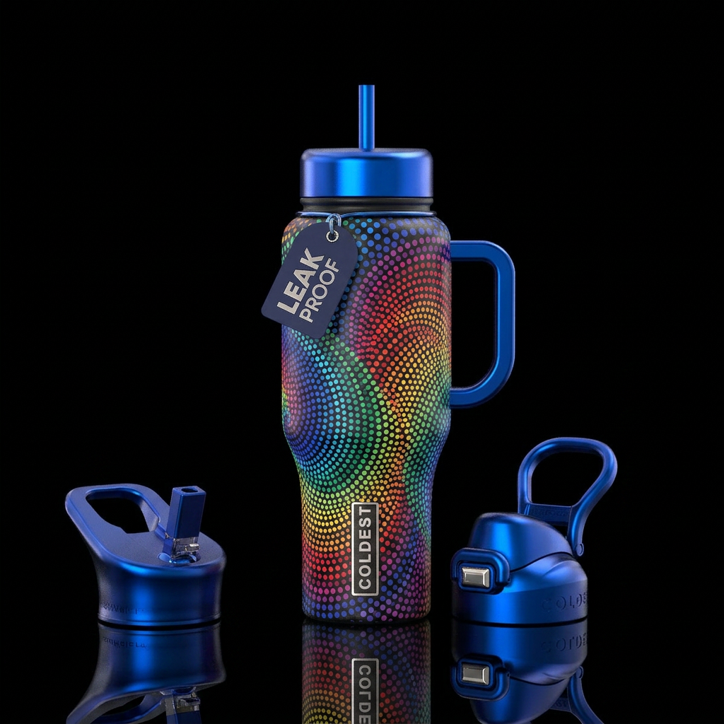 realistic,  matching shiny lids, handle & straw al... water bottle design