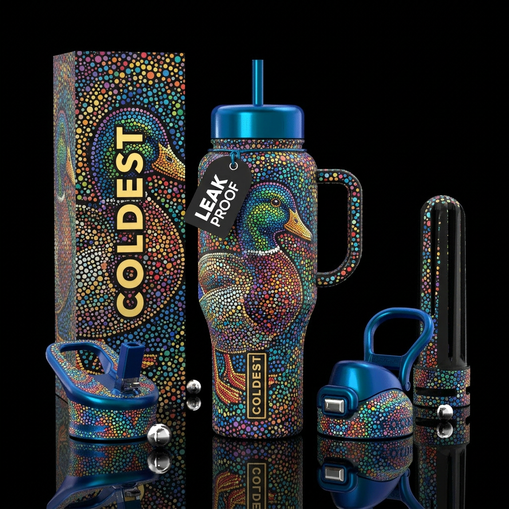 realistic,  matching shiny lids, handle & straw al... water bottle design