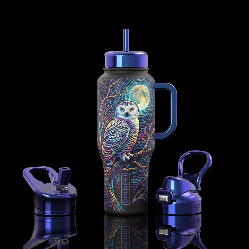 realistic,  matching shiny lids, handle & straw al... water bottle design