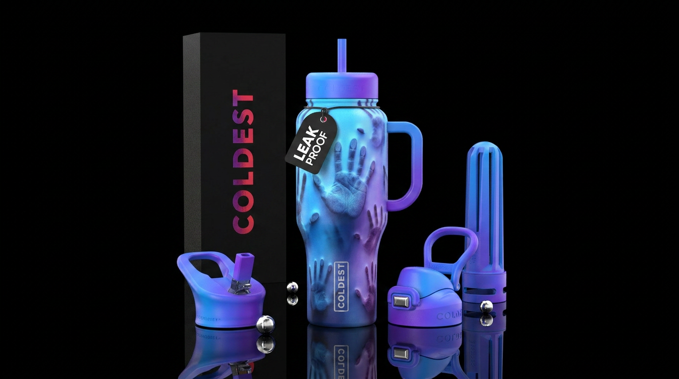 Trapped, hand prints from inside bottle pushing ou... water bottle design