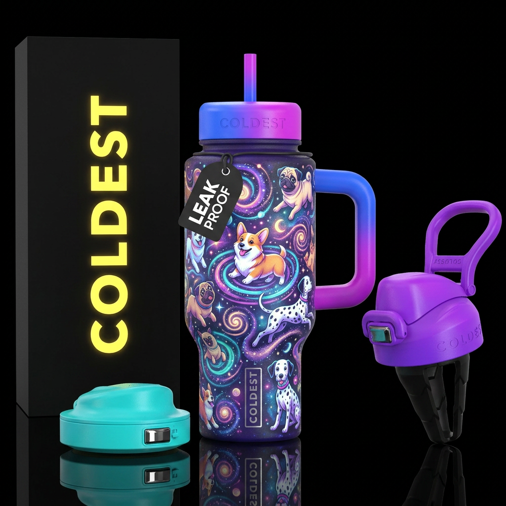 Glowie whimsical & spiral dogs bottle water bottle design