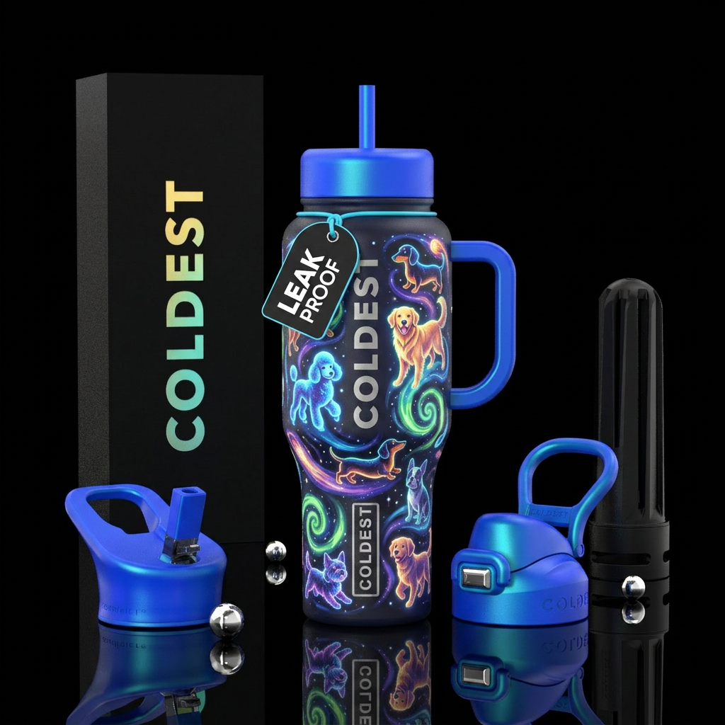 Glowie whimsical & spiral dogs bottle water bottle design