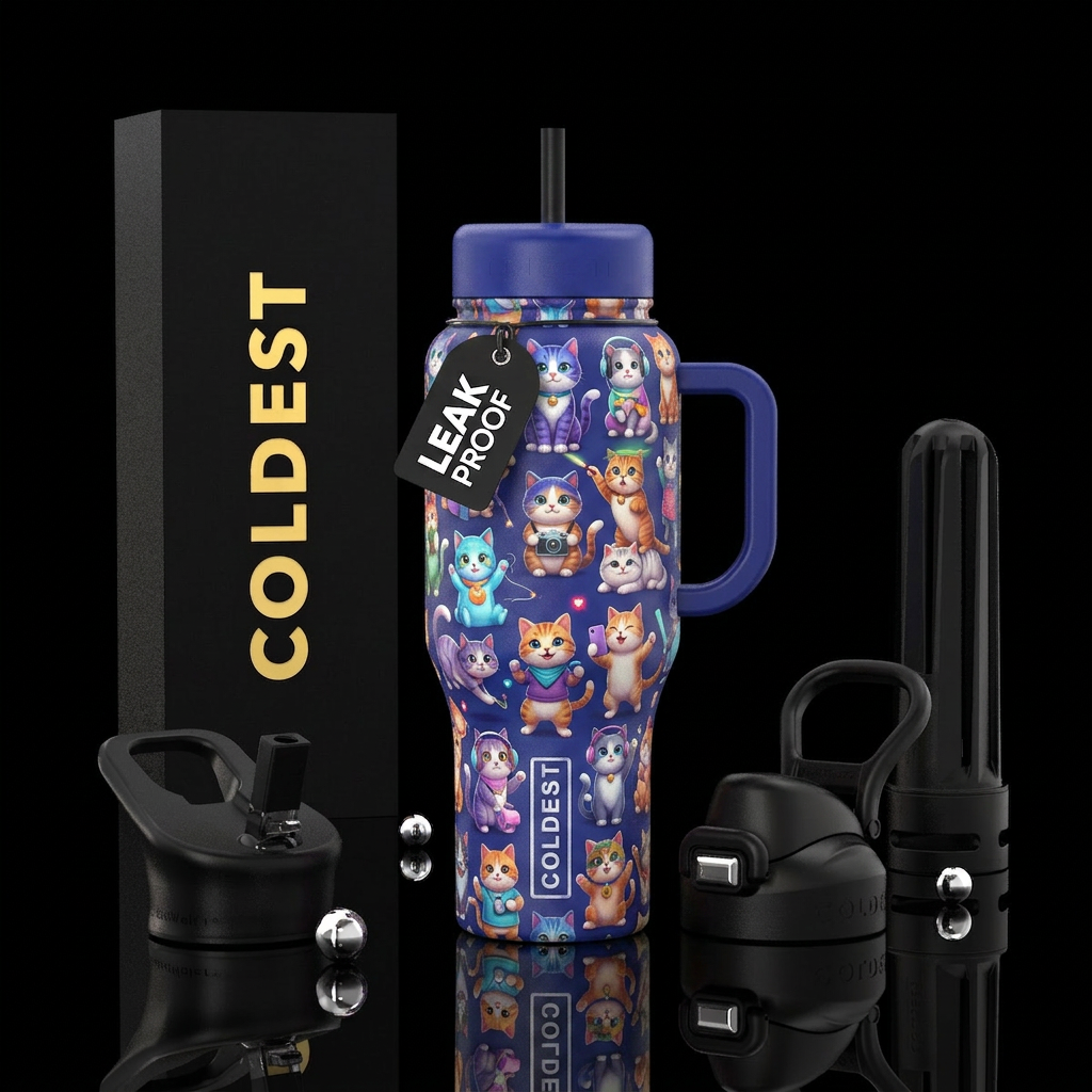 Cats of tiktok water bottle design
