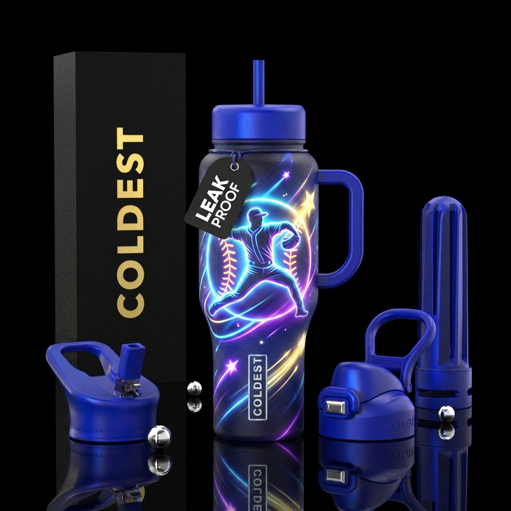 Glow game baseball star water bottle design