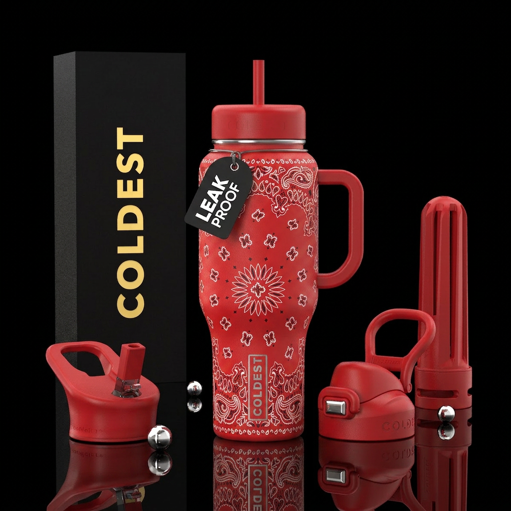 Red bandana water bottle design