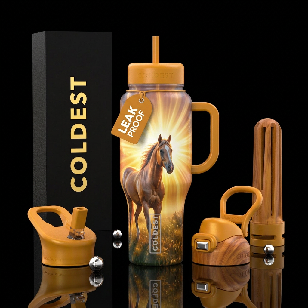 BEAUTIFUL FULL HORSE SUNSHINE RAYS water bottle design