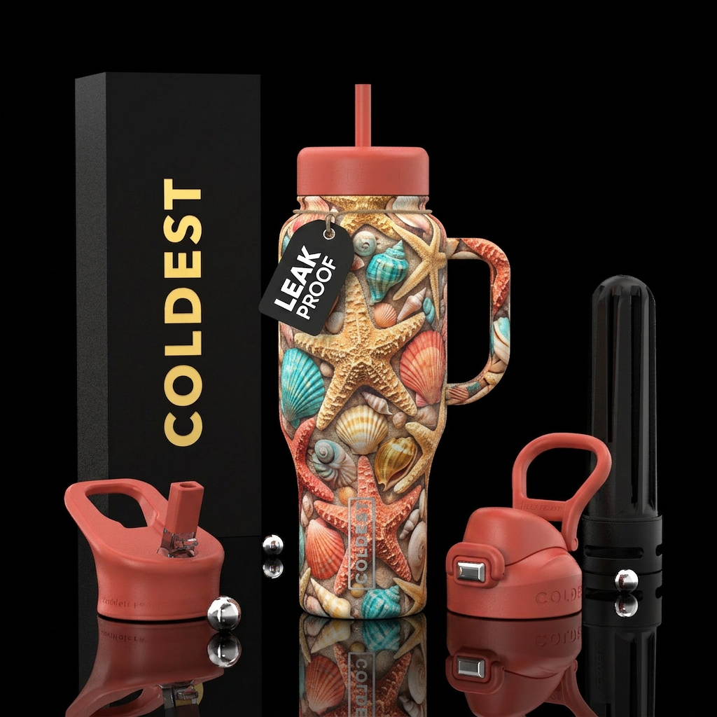 Natural starfish & shells bottle, the prettiest water bottle design