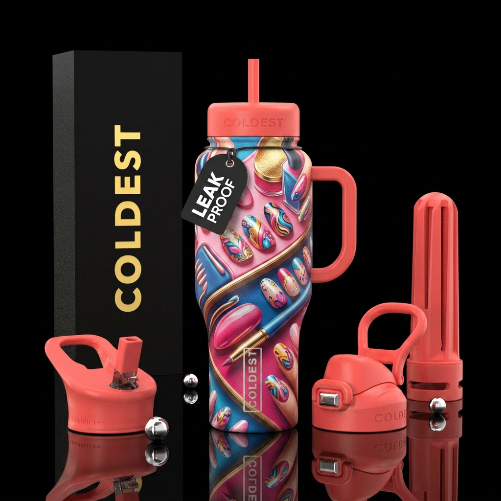 Nail salon water bottle design