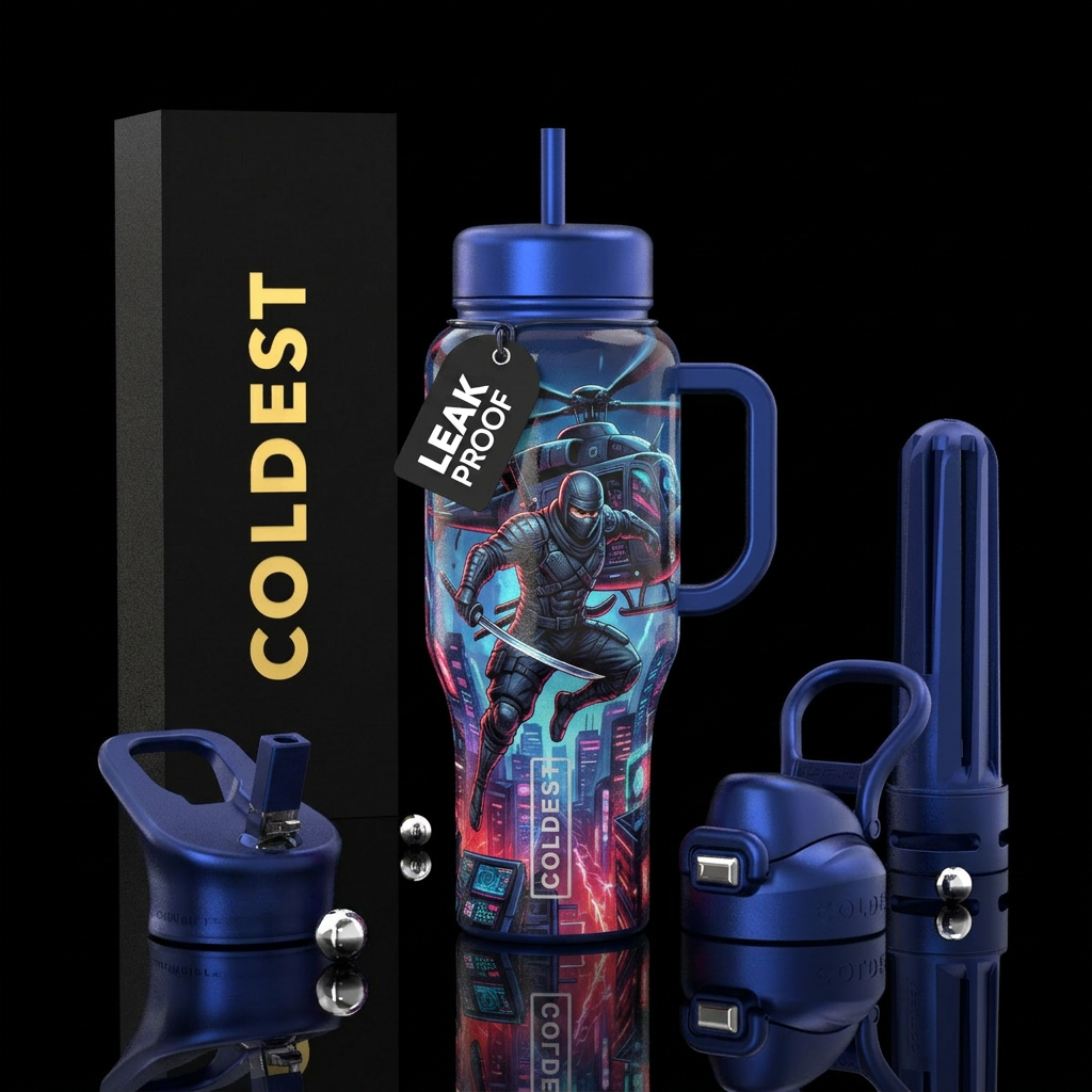 Helicopter ninja water bottle design