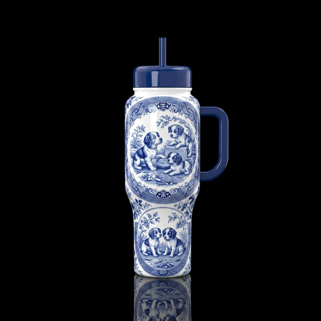 Puppies china ware, Old classic china, shiny water bottle design