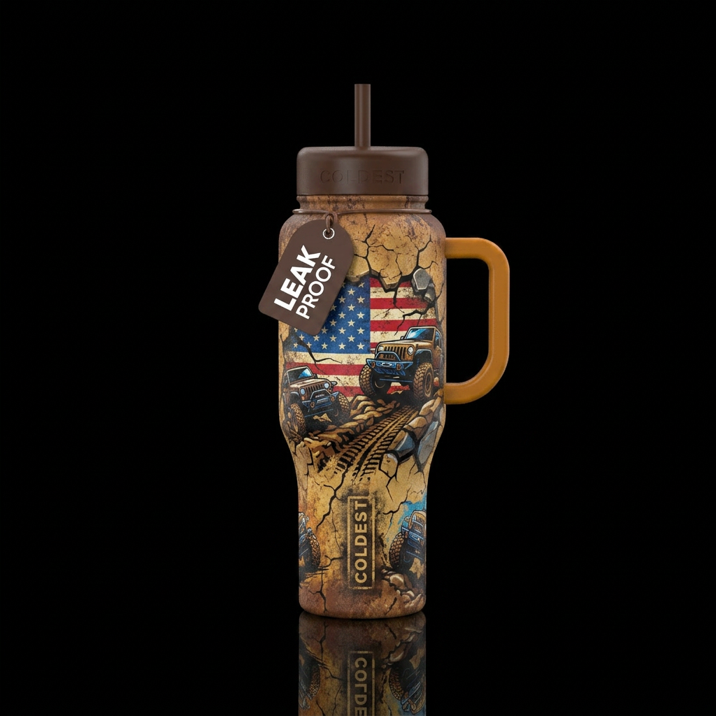 Chopped USA 4x4 busted cracked dirt track water bottle design