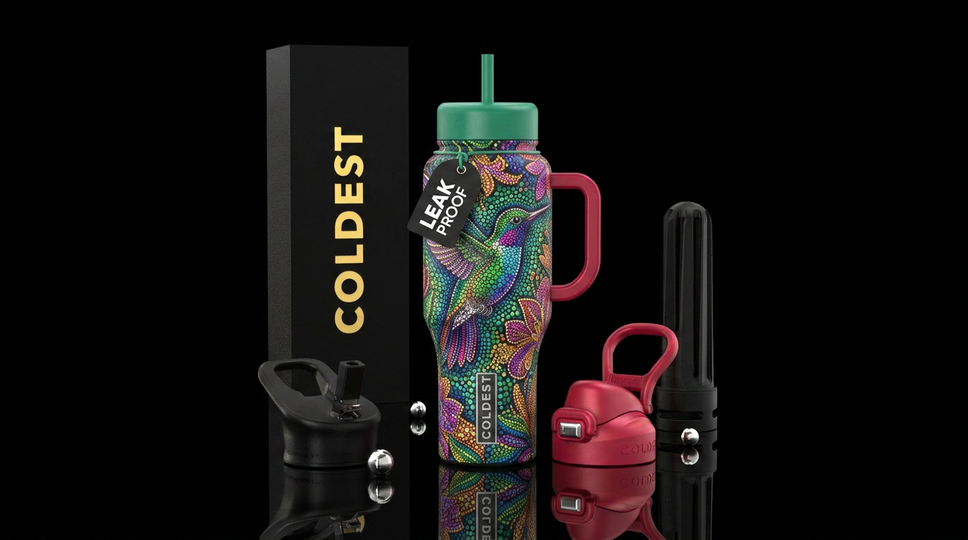 pointillism, Hummingbird,  beautiful water bottle design