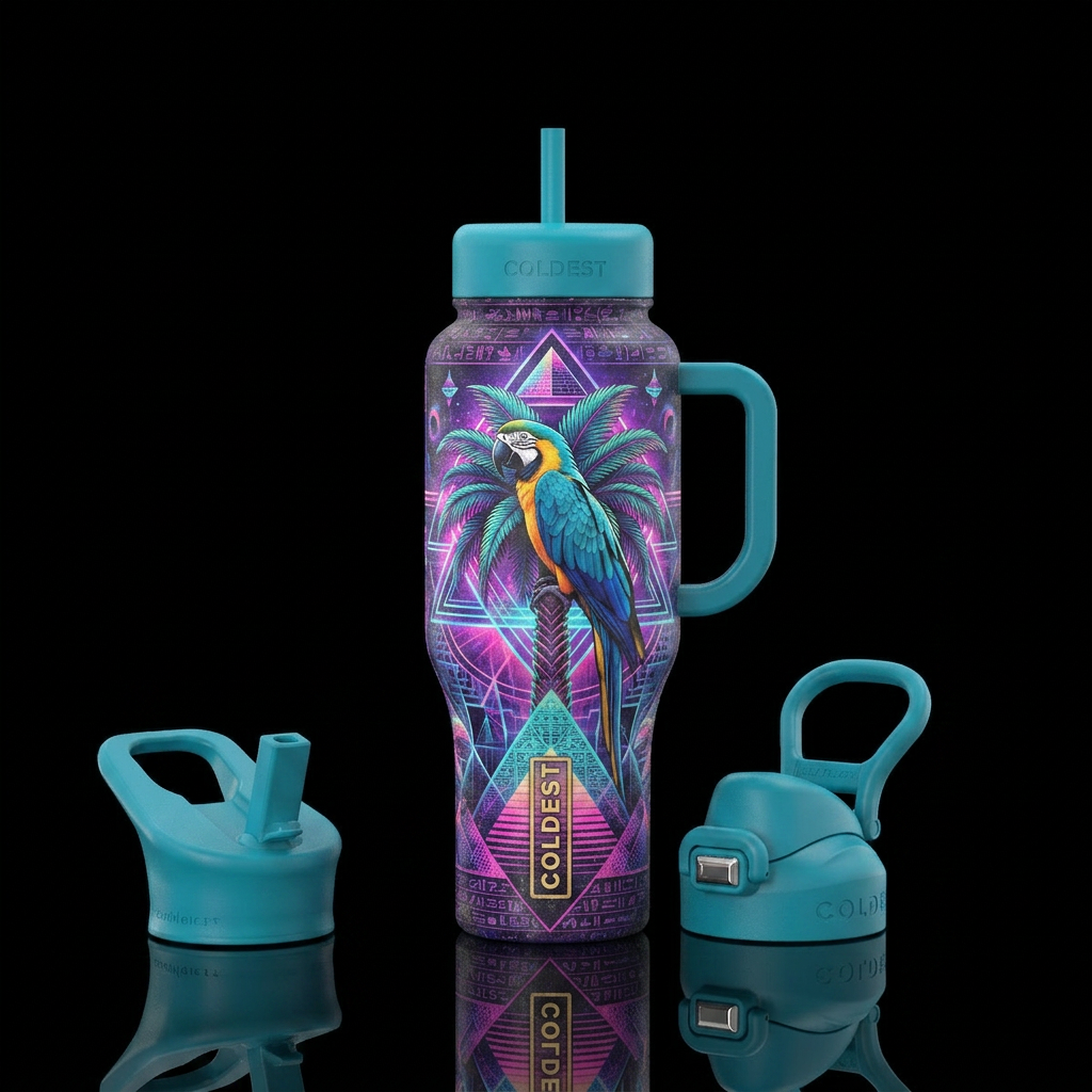 fractals, synthwave, egyptian, gritty, divine, mac... water bottle design