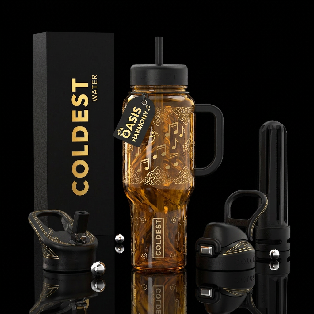 meditative, modern, moroccan, music notes, peacefu... water bottle design