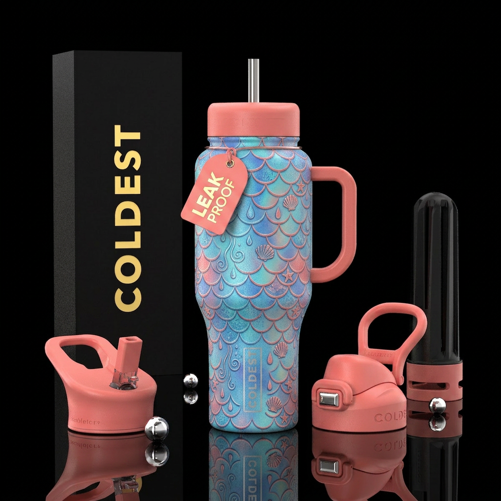 Mermaid scales, rain drops water swirls, Sea shell... water bottle design
