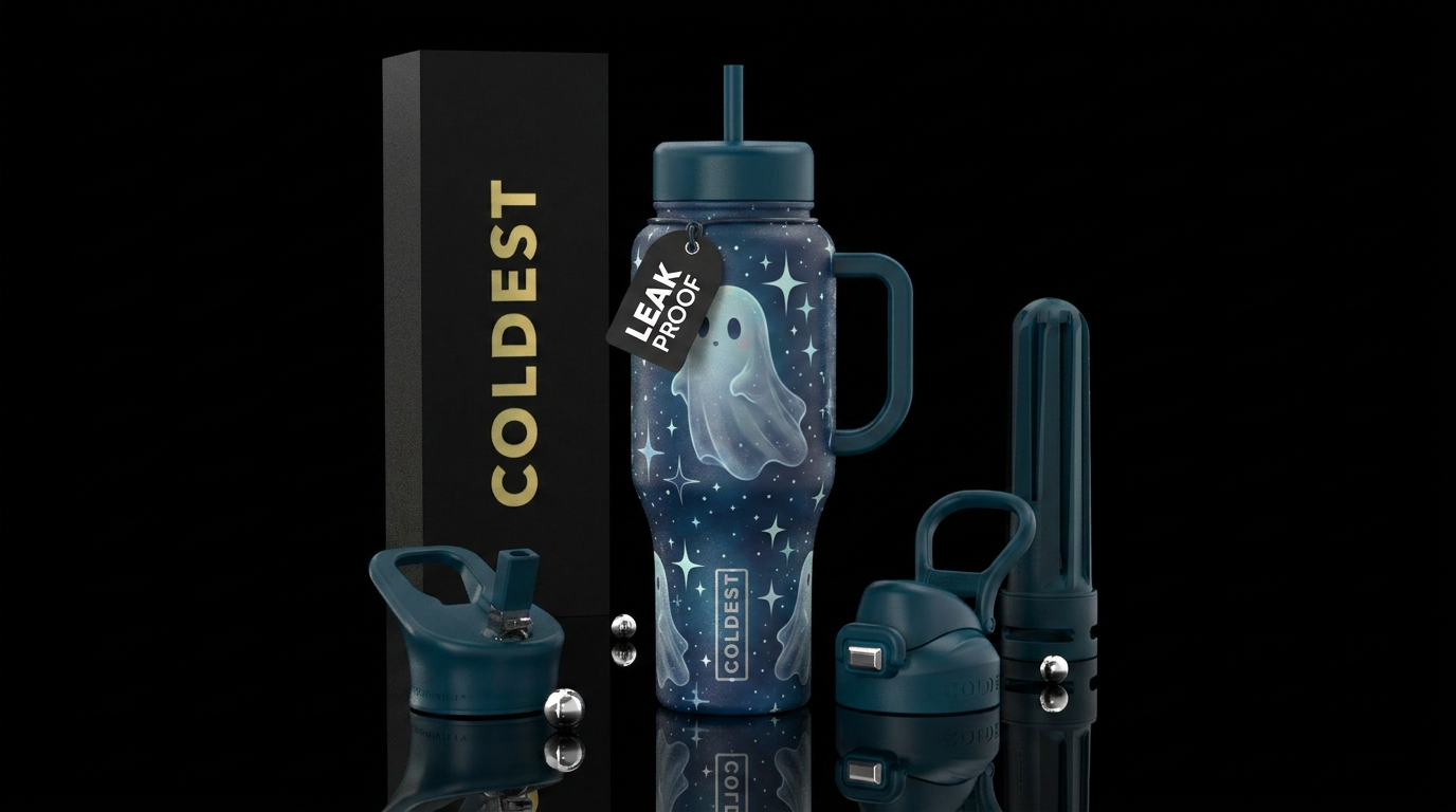 Starry ghost water bottle design
