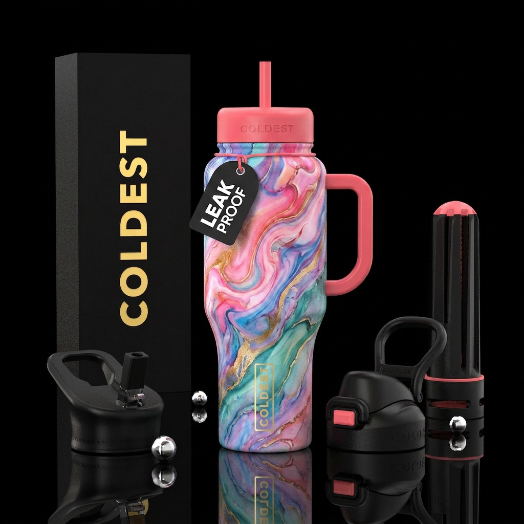 Adorable marble oil painting water bottle design