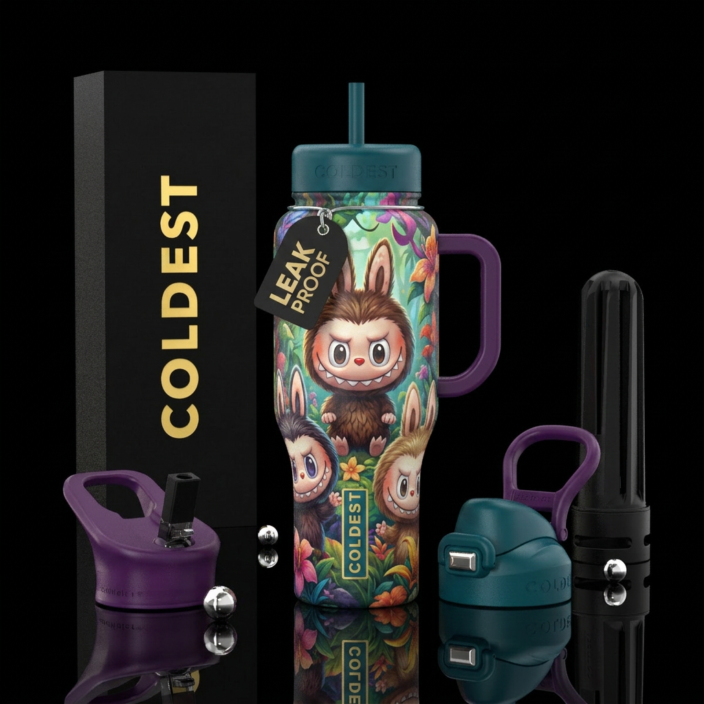Realistic Labubu water bottle design
