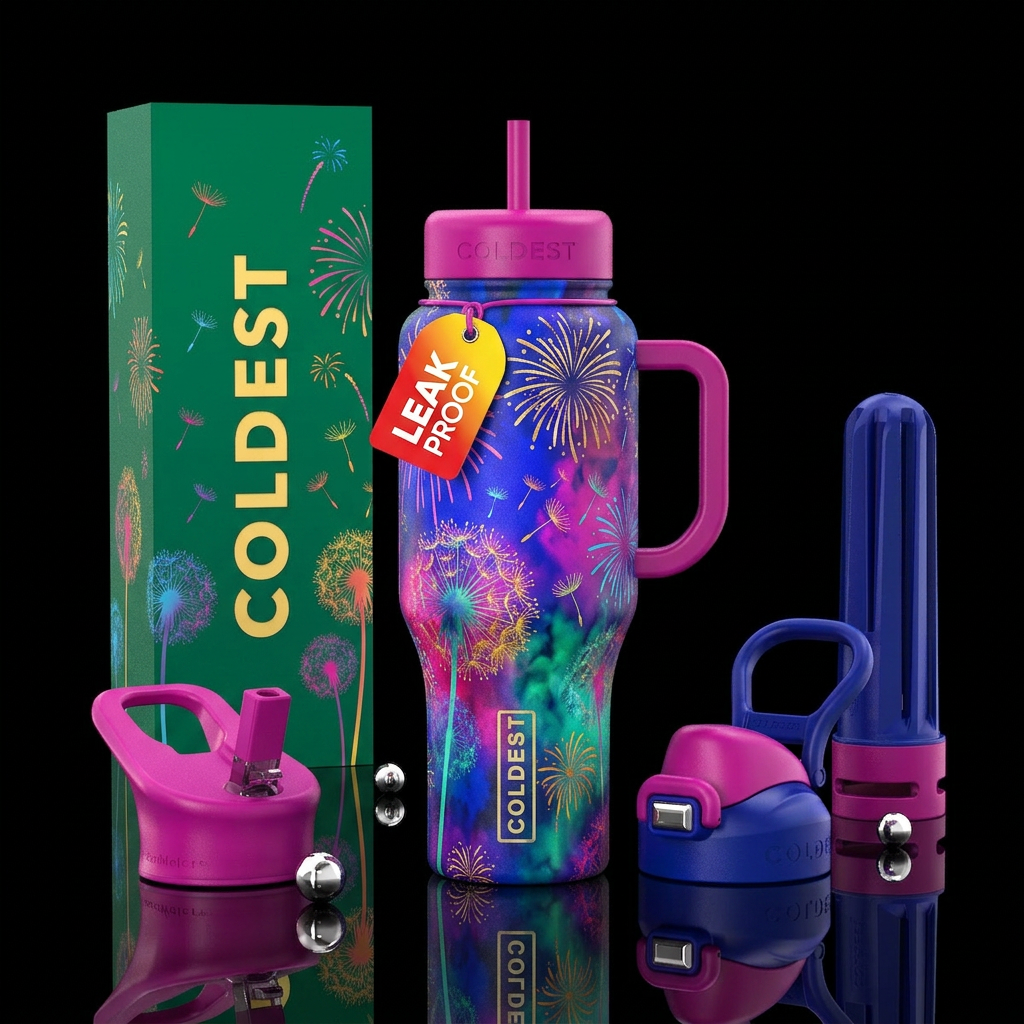Colorful Dandelions & fireworks all color bottles ... water bottle design