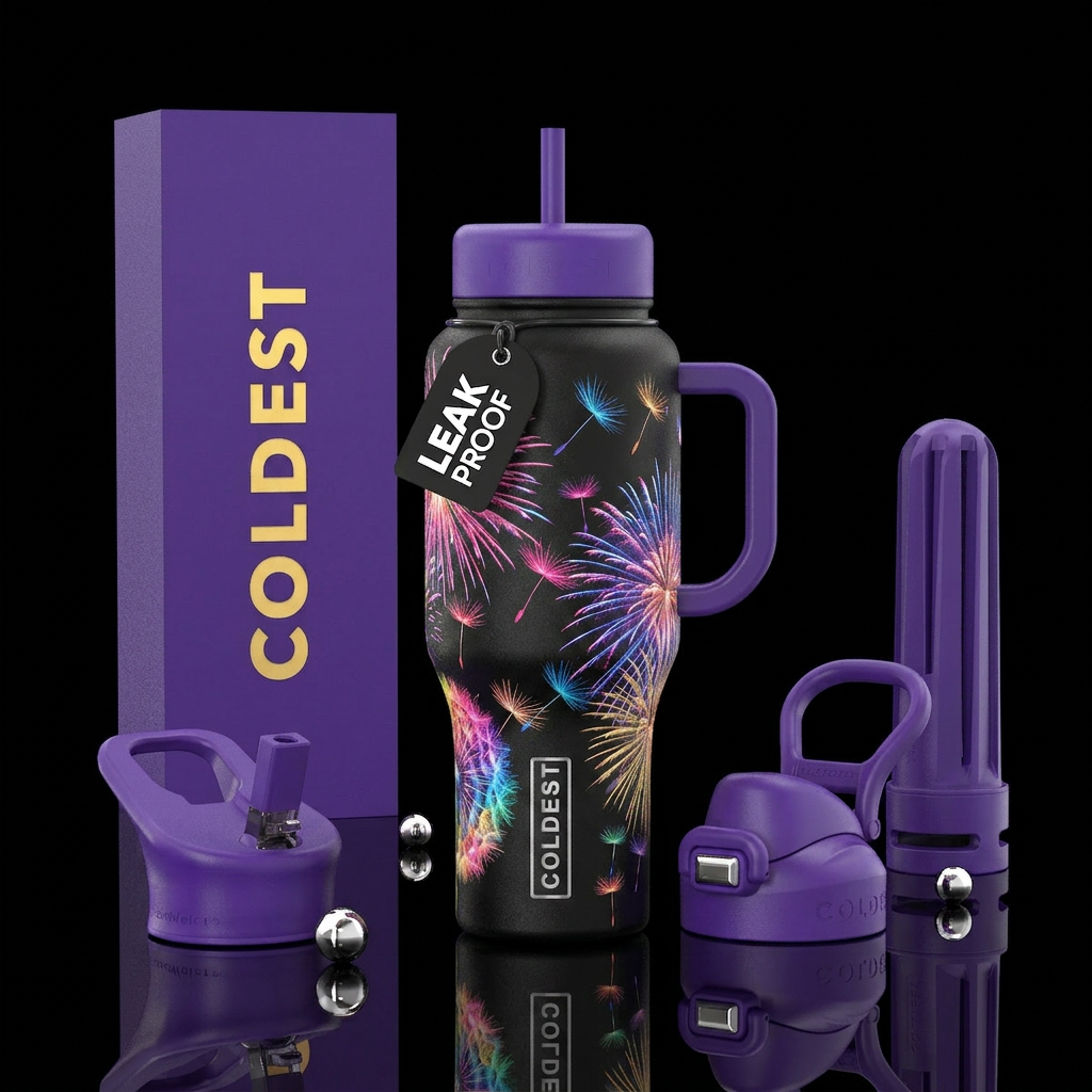 Colorful Dandelions & fireworks all color bottles ... water bottle design