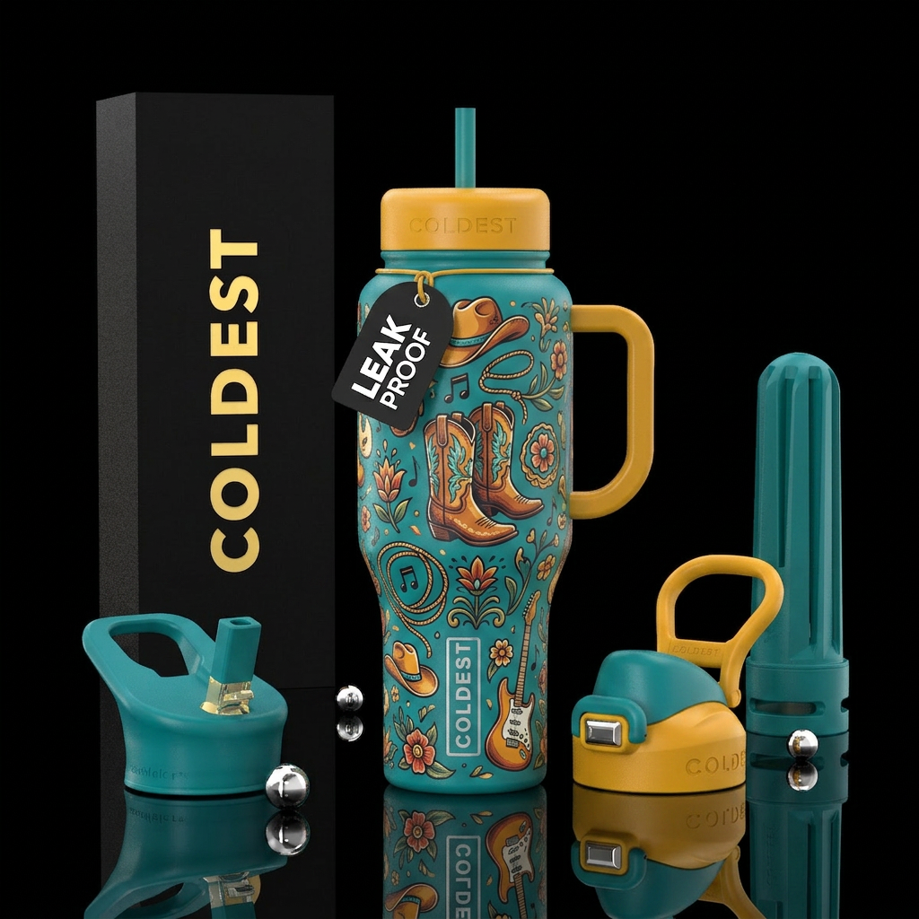 Boot scoot & boogie water bottle design