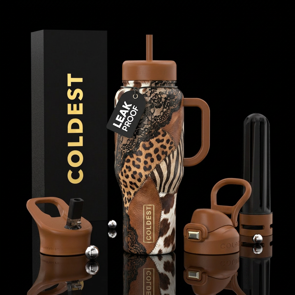 Lace and leather leopard cougar zebra and cow prin... water bottle design