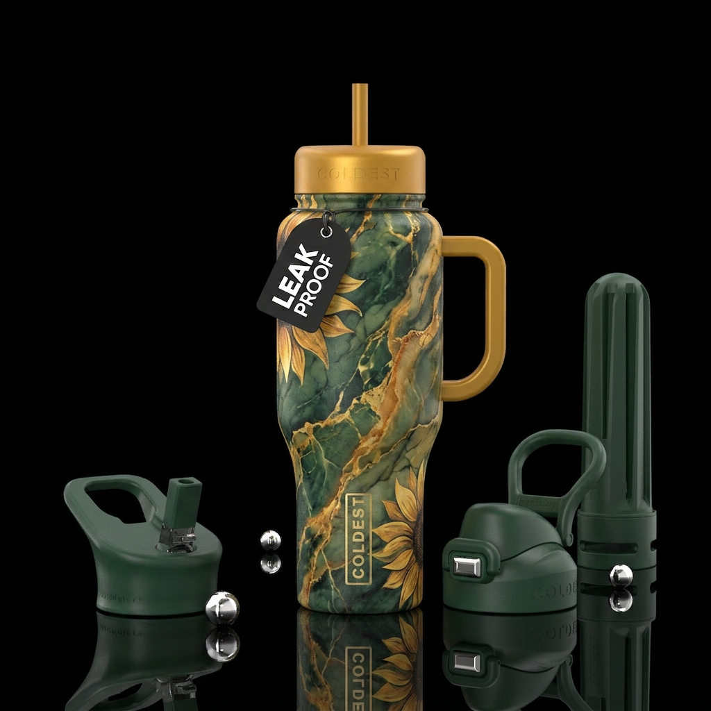 Sunflower marble water bottle design