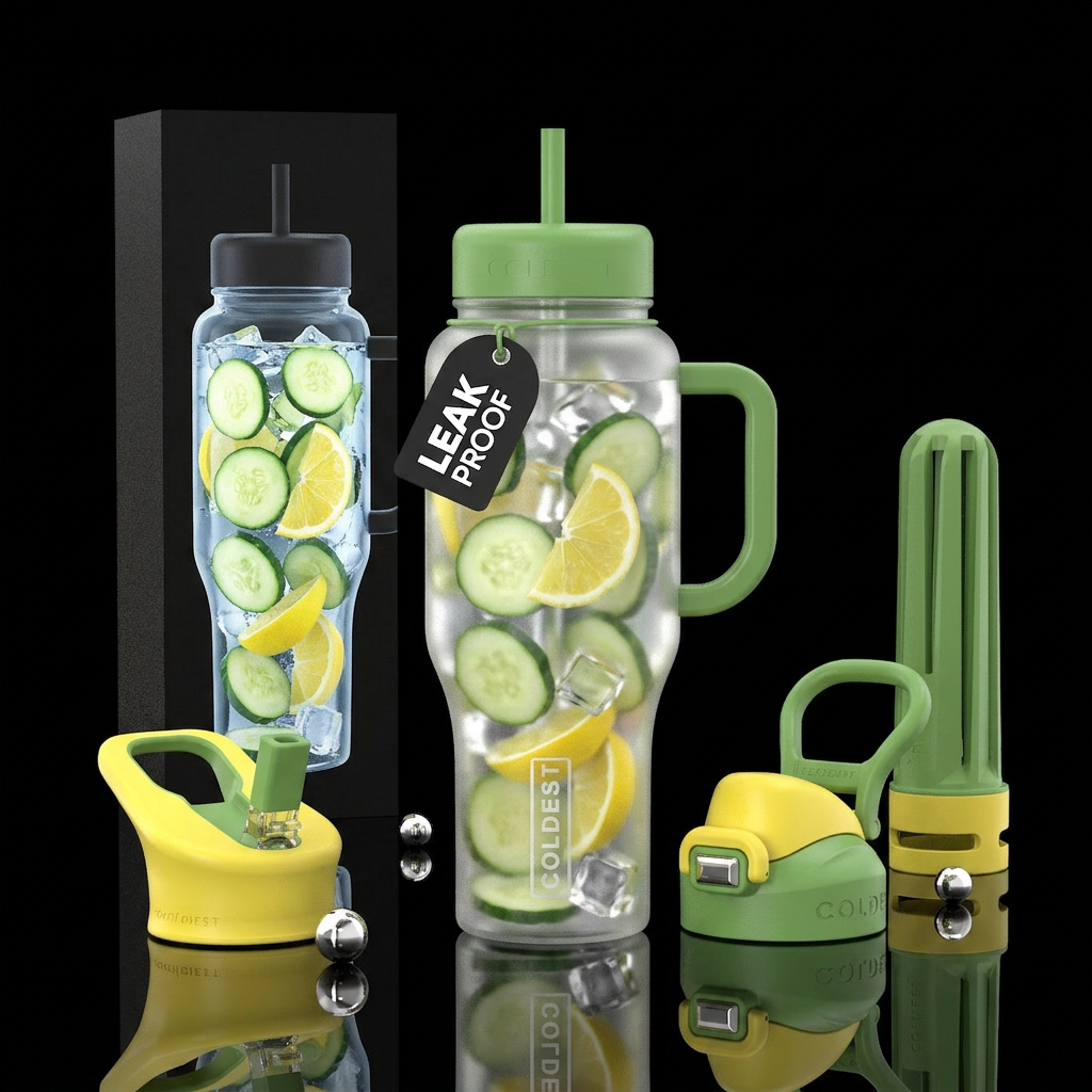 Clear bottle water Ice cucumber and lemon water bottle design