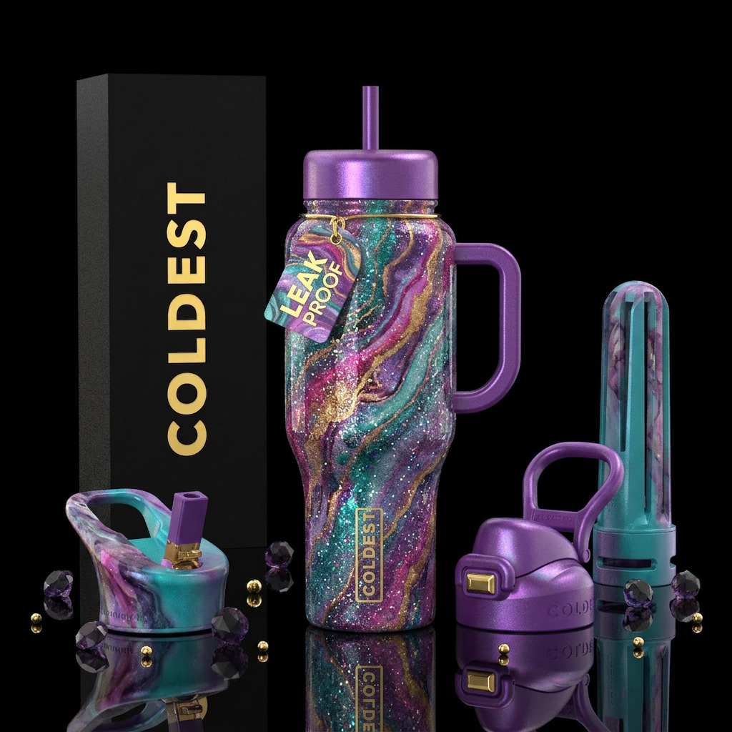 Sparkly marble Beauty water bottle design