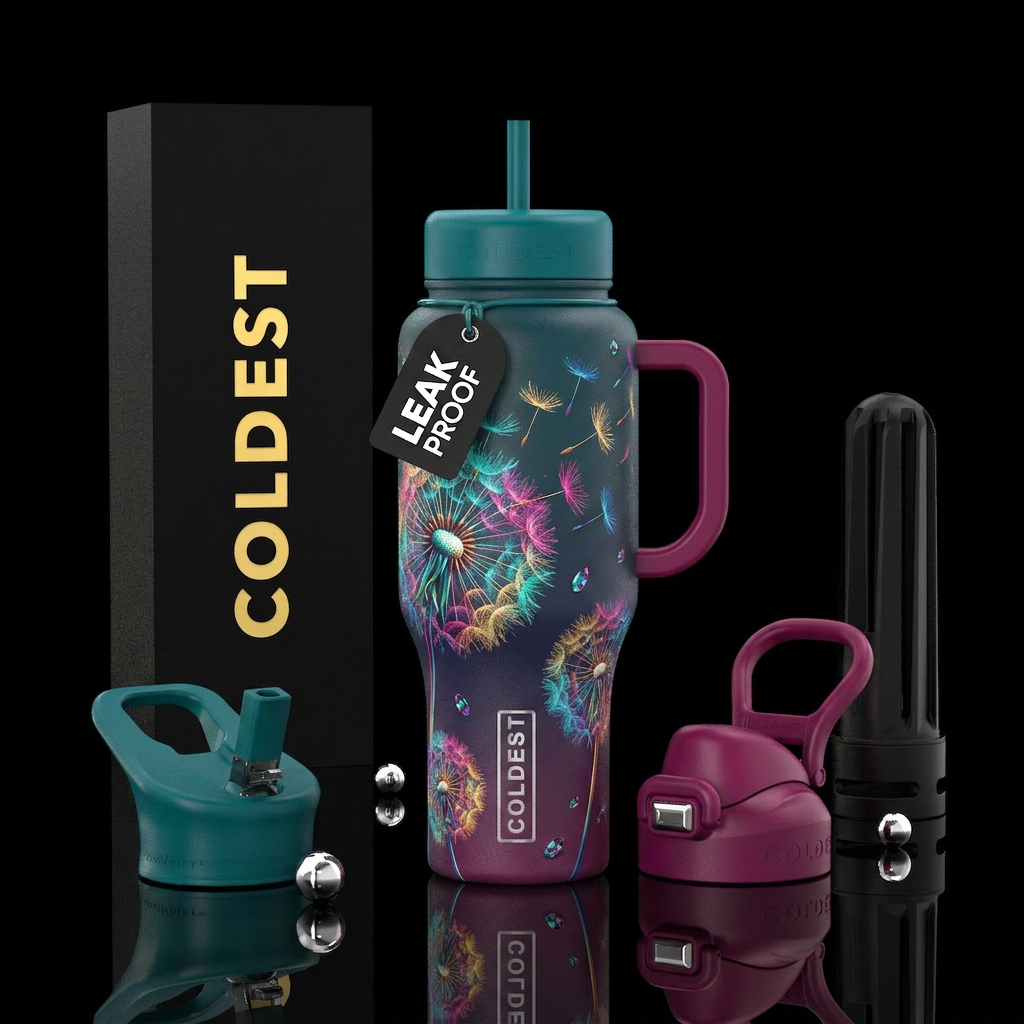 Dandelion dances beautiful colorful water bottle design