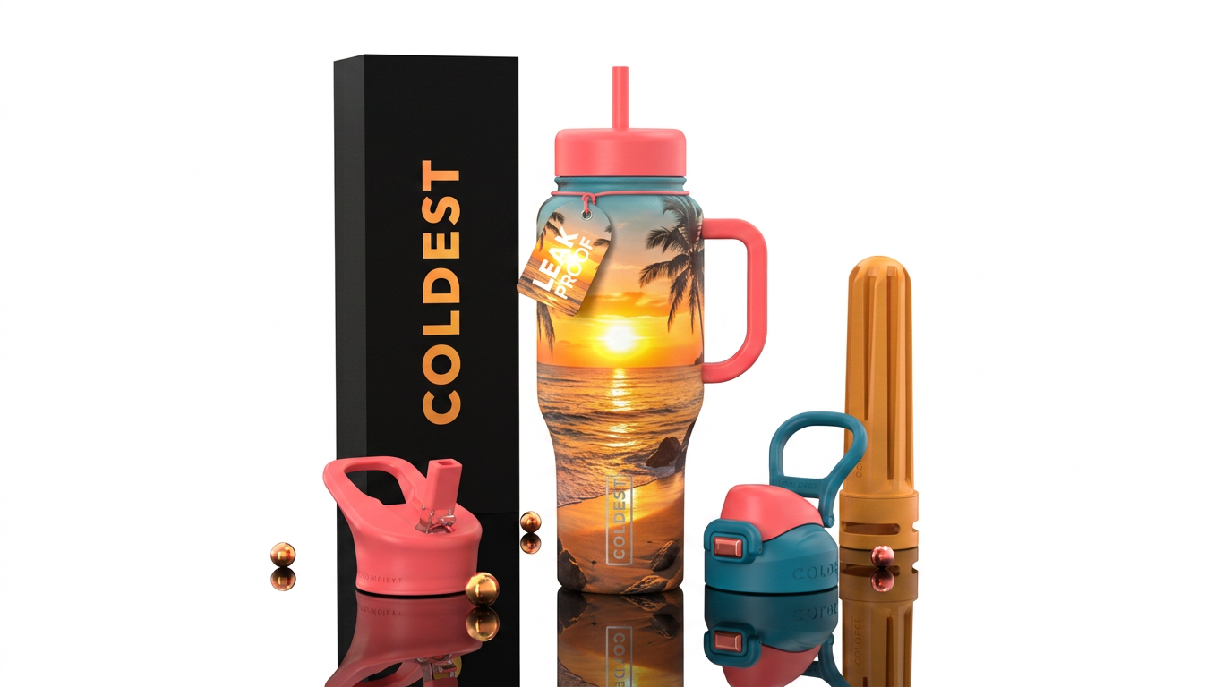Sunset beach, beautiful water bottle design
