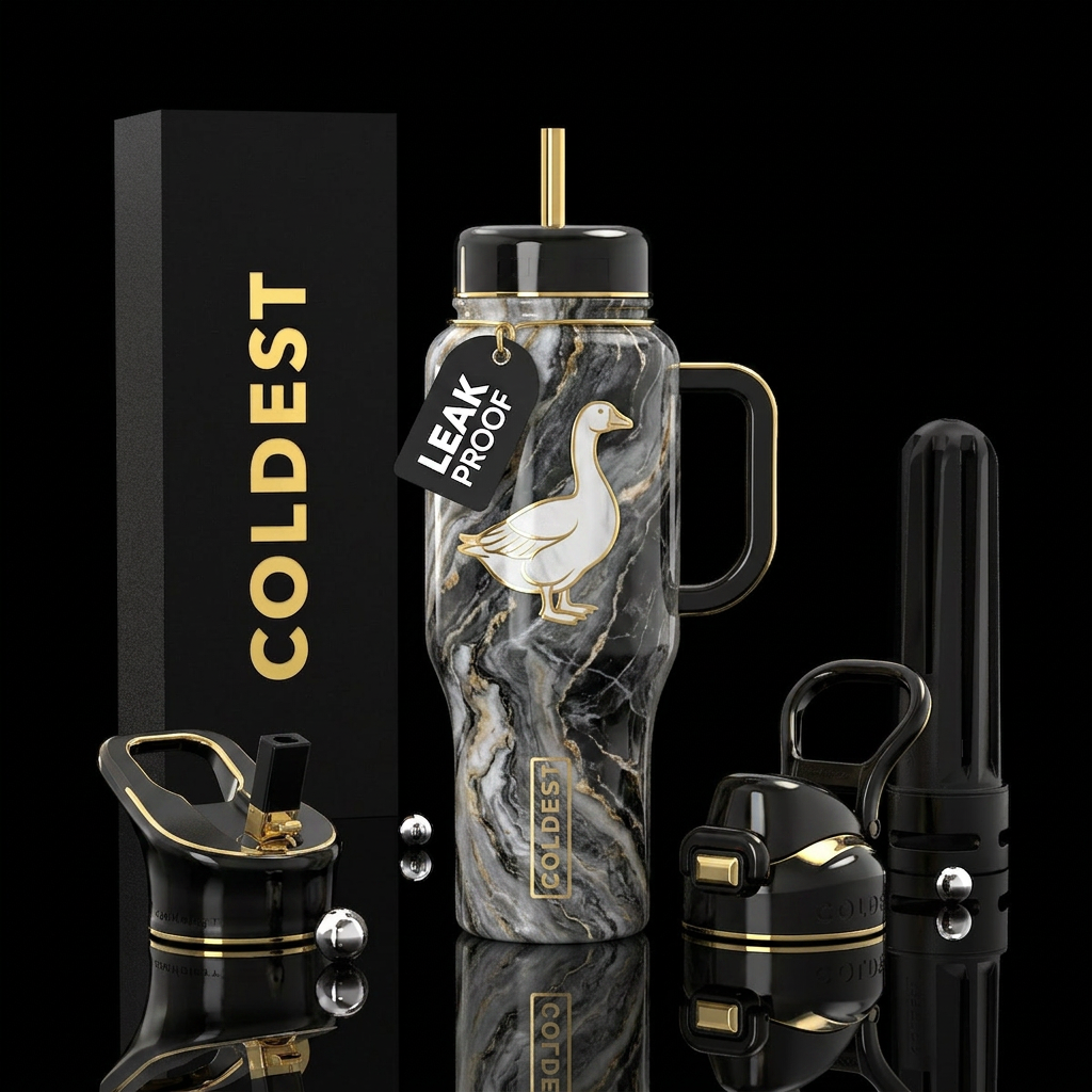 Beautiful marble bottle a white Goose outlined in ... water bottle design