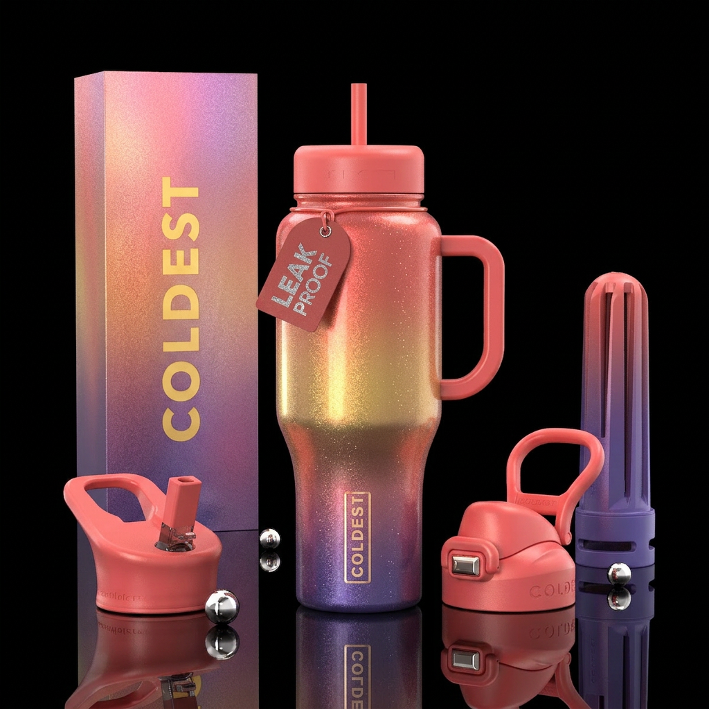 Hawaii sunset shimmery water bottle design