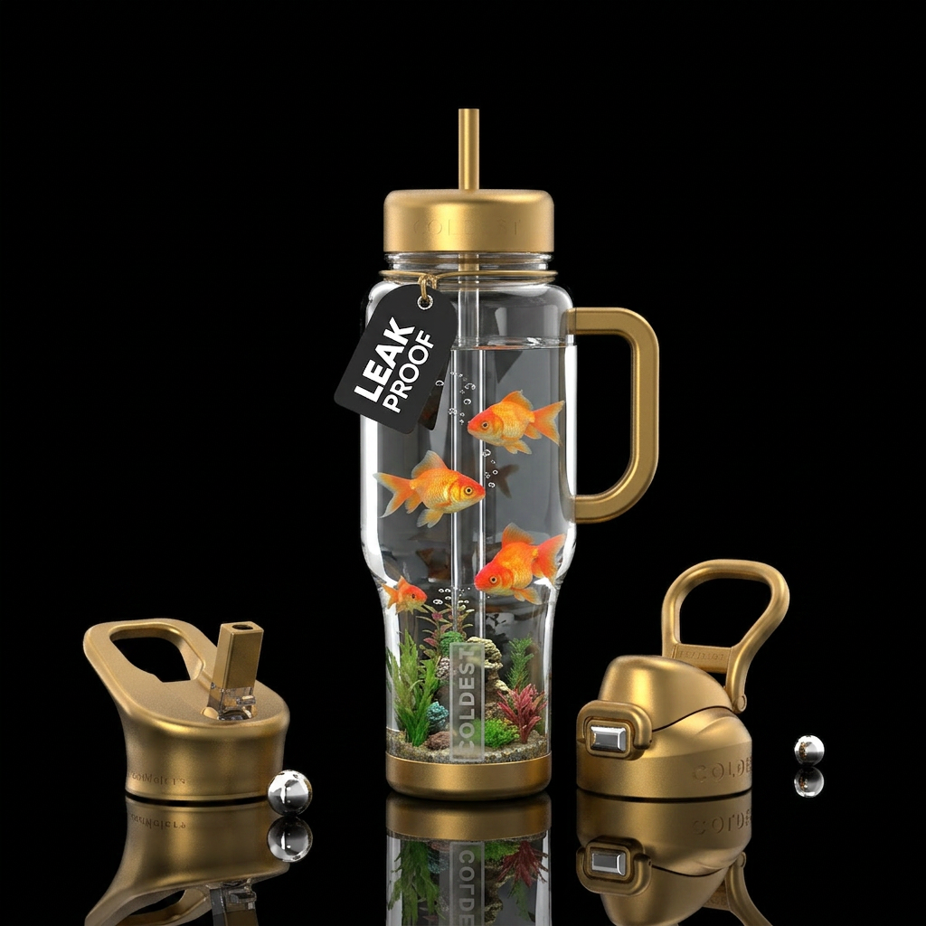 Clear glass water Aquarium and gold fish water bottle design