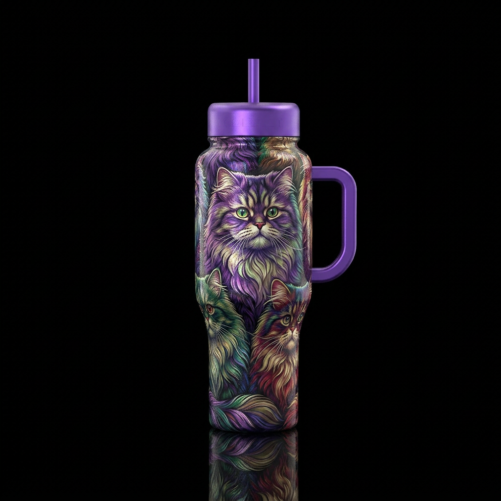 A beautiful Persian cat water bottle design