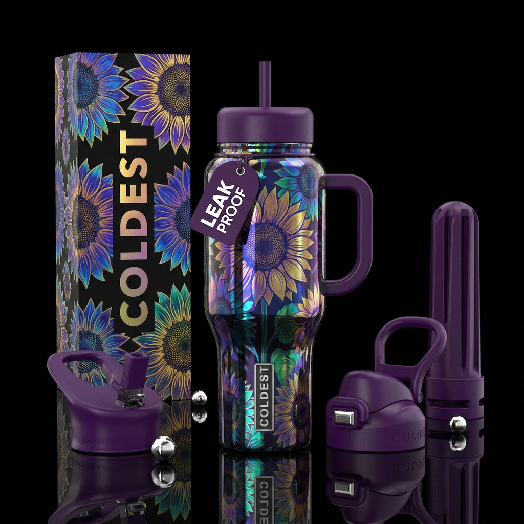 Dichroic, romantic  Sunflowers water bottle design