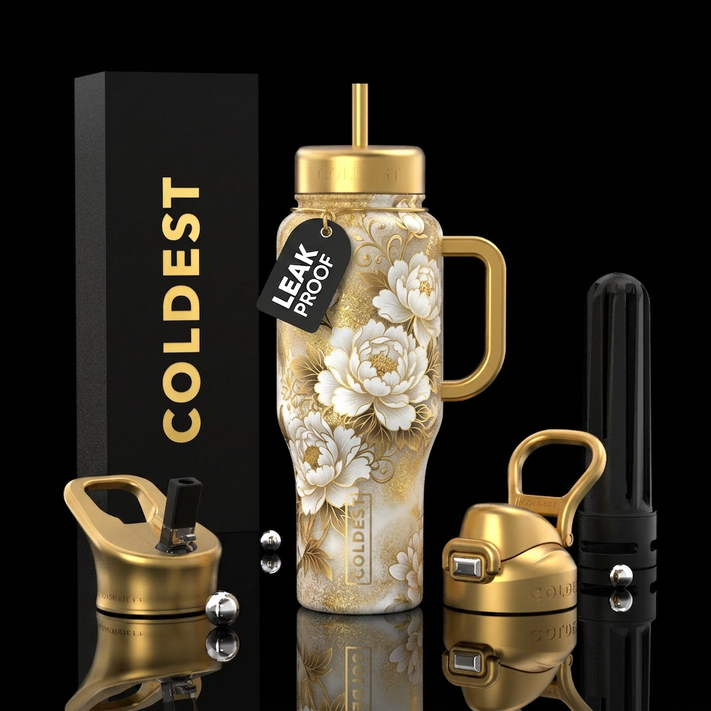 Baigetan & gold with beautiful flowers to match water bottle design