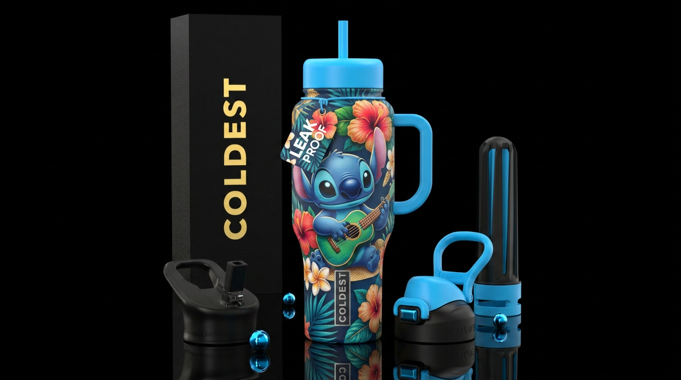 Stitch In Hawaii water bottle design