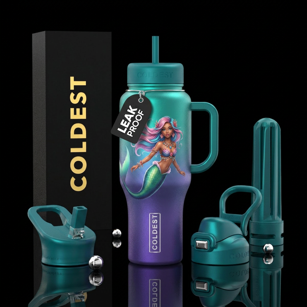 Mermaid ombre & a mermaid girl water bottle design