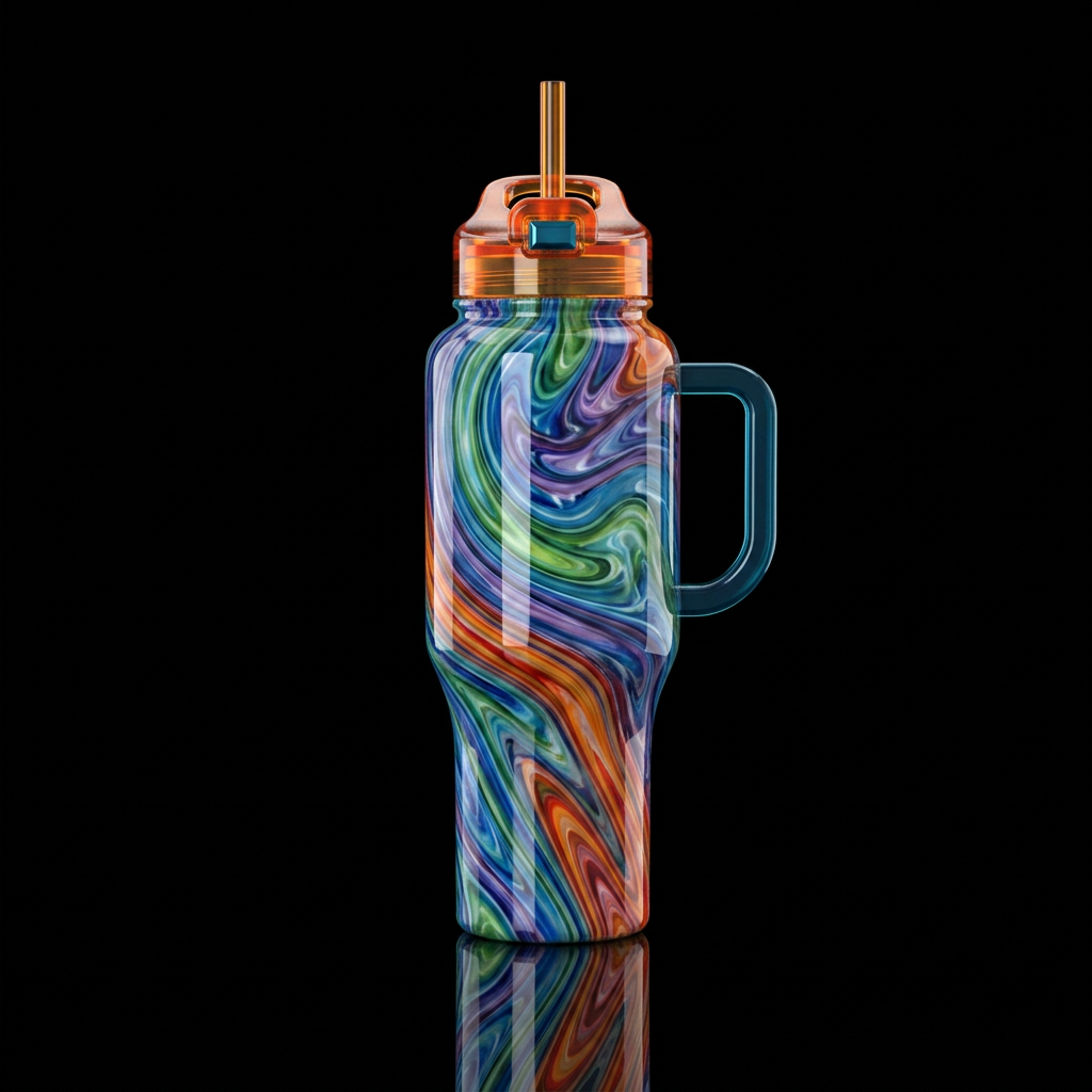 Wide glass marble water bottle design