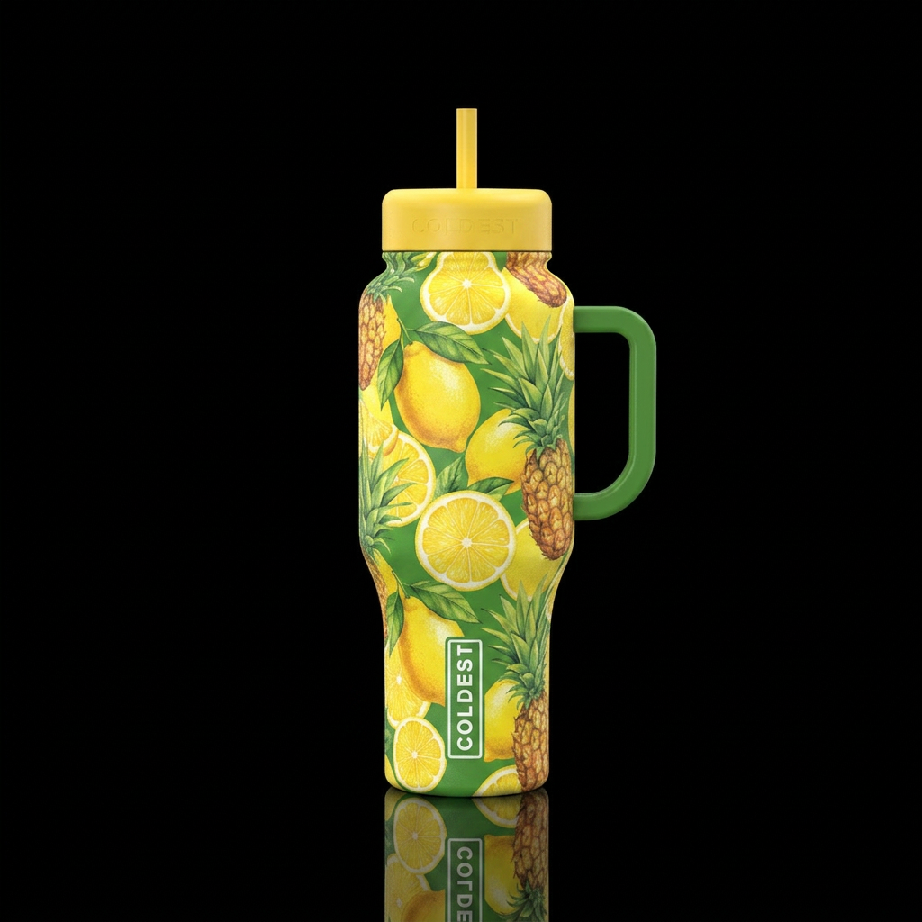 Lemons and pineapples water bottle design