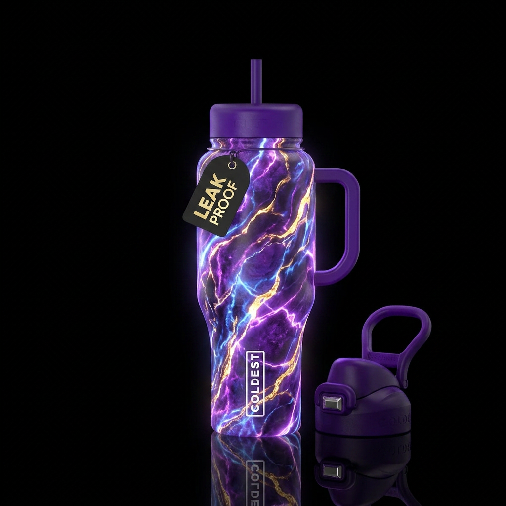 Swirls, glowie, beautiful,  modern, marble water bottle design