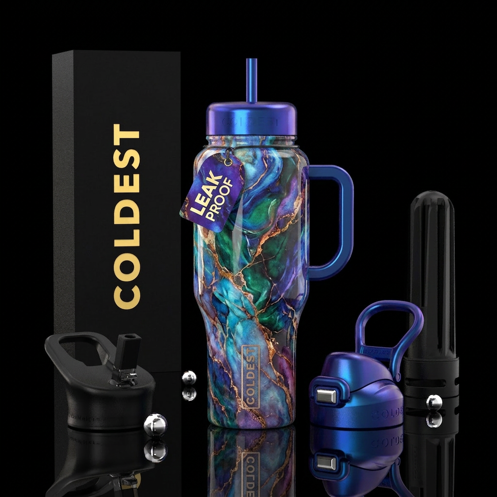 Swirls, glowie, beautiful,  modern, marble water bottle design