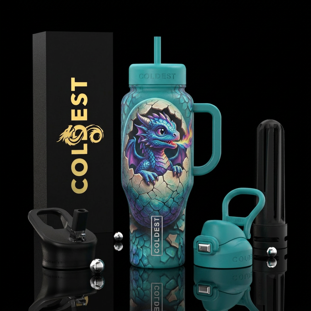 Baby dragon cracked egg water bottle design