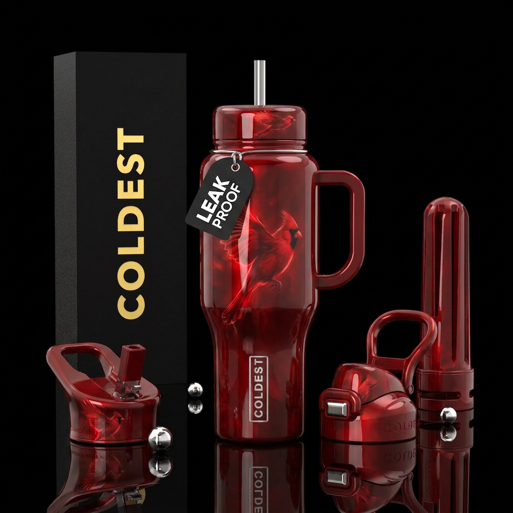 A Cardinal beautiful glowy reflection water bottle design